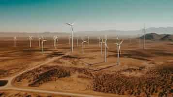 Foto grátis fundo do deserto de moinhos de vento de eletricidade