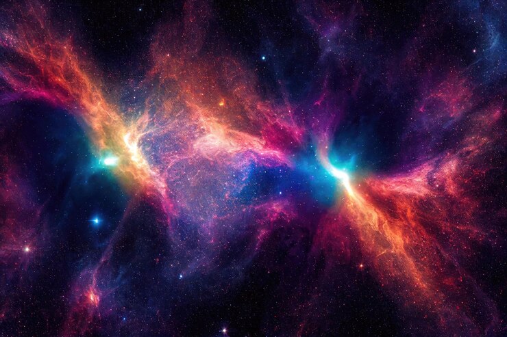 Foto grátis fundo do espaço, cosmo realista da noite estrelada e estrelas brilhantes, via láctea e galáxia colorida de poeira estelar
