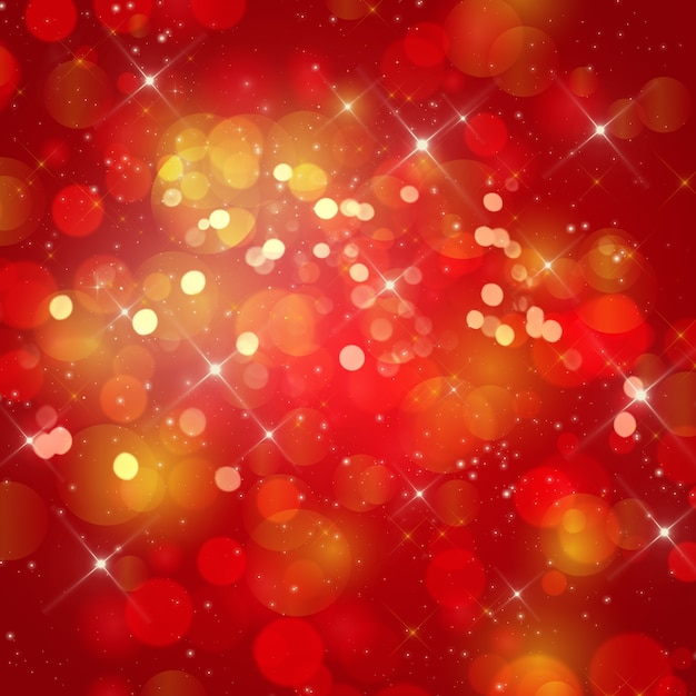 Fundo do natal com luzes do bokeh e estrelas