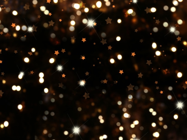 Fundo do Natal com luzes do bokeh e estrelas