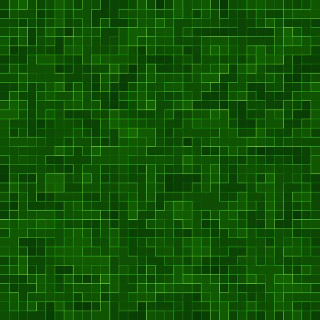 Fundo e textura da parede do mosaico do mosaico do pixel quadrado verde brilhante abstrato.