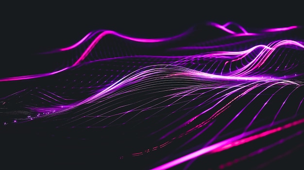 Fundo escuro abstrato com IA generativa de linhas roxas