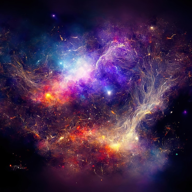 Foto grátis fundo espacial com poeira estelar e estrelas brilhantes cosmos coloridos realistas com nebulosa e via láctea