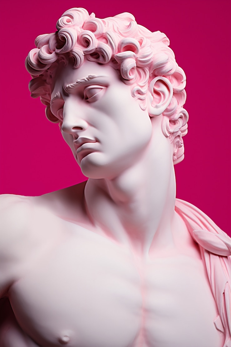 Foto grátis fundo estético com busto grego