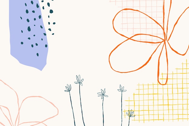 Fundo floral bege com formas abstratas de doodle