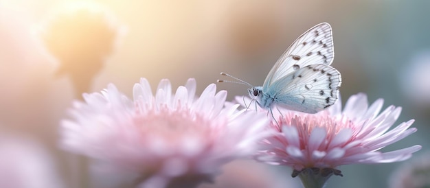 Foto grátis fundo floral natural romântico rosa com uma borboleta branca na imagem gerada por ia de flores