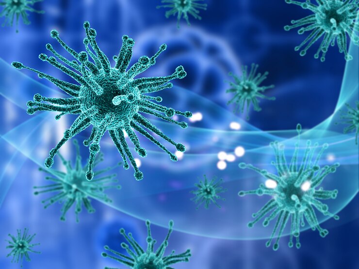 Foto grátis fundo médico 3d com células de vírus abstratas