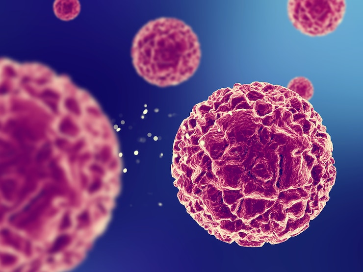 Foto grátis fundo médico 3d com close-up de células de vírus