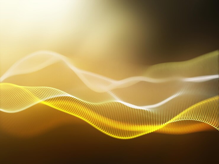Foto grátis fundo moderno 3d com ondas de partículas douradas