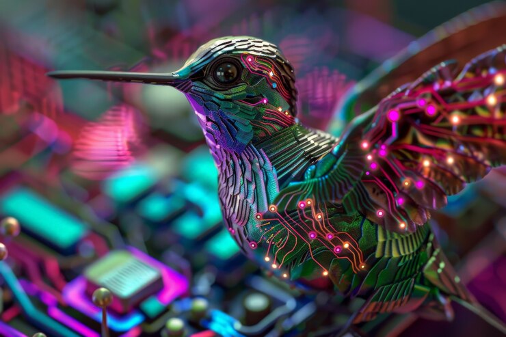 Foto grátis futurista pássaro-colibri robótico
