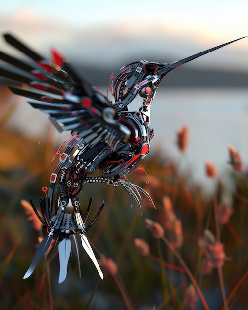 Foto grátis futurista pássaro-colibri robótico