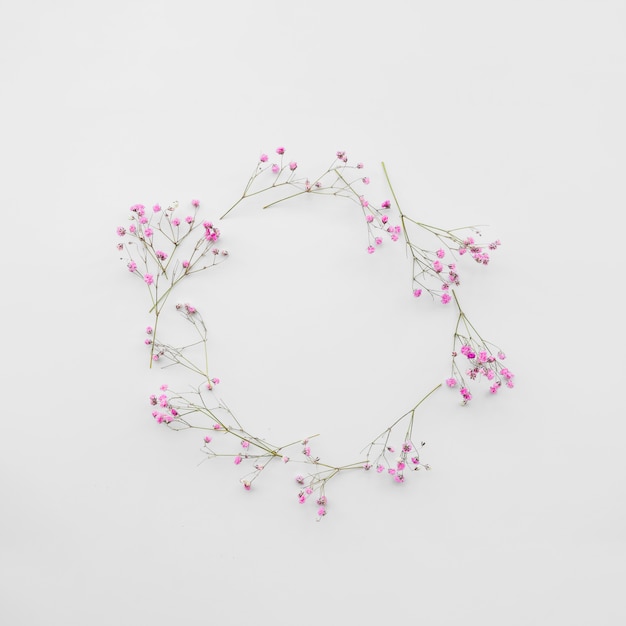 Foto grátis galhos de flores frescas, compostas em círculo