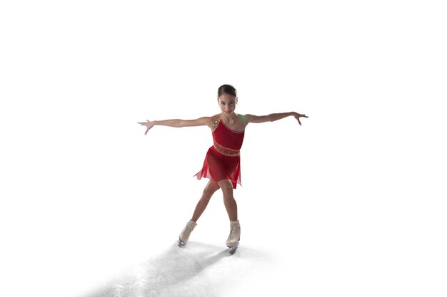 Garota de patinação artística isolada em branco