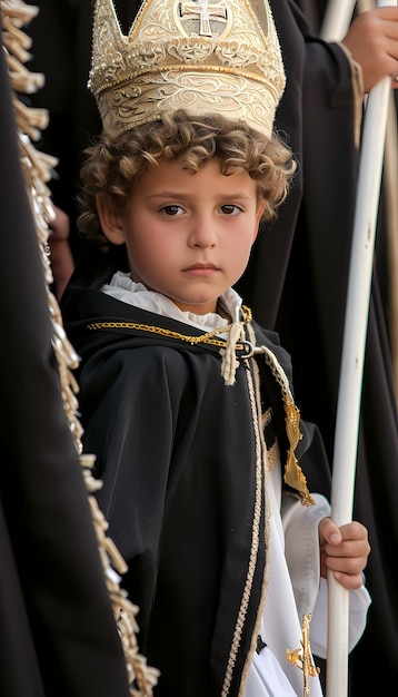 Foto grátis garoto de tiro médio comemorando a semana santa