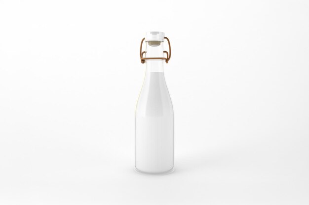 Garrafa de leite isolada em fundo branco
