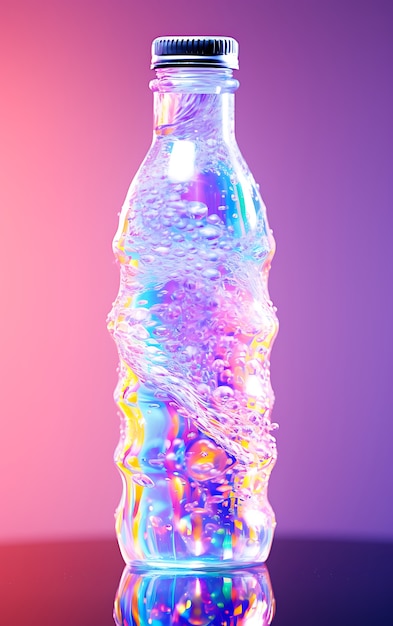 Foto grátis garrafa de refrigerante futurista de cores brilhantes