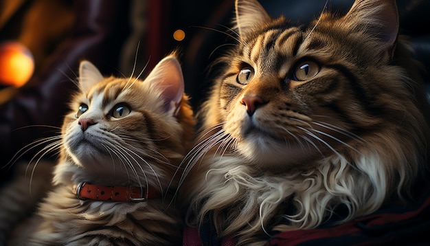 Foto grátis gatinho fofo brincando olhando para câmera cercado pela natureza gerada por inteligência artificial