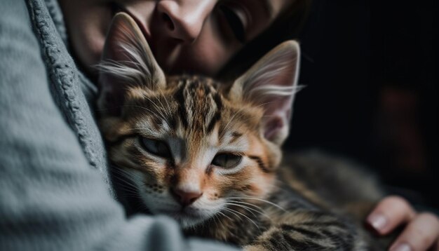 Gatinho fofo dormindo pelo fofo em foco gerado por IA