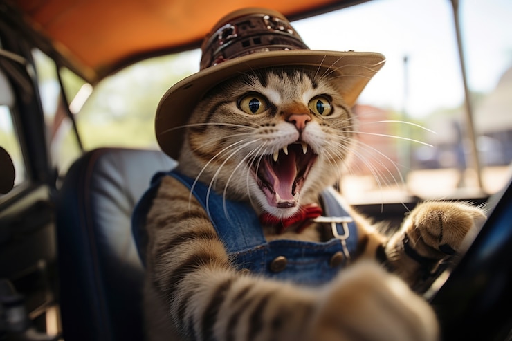 Foto grátis gato alegre a divertir-se