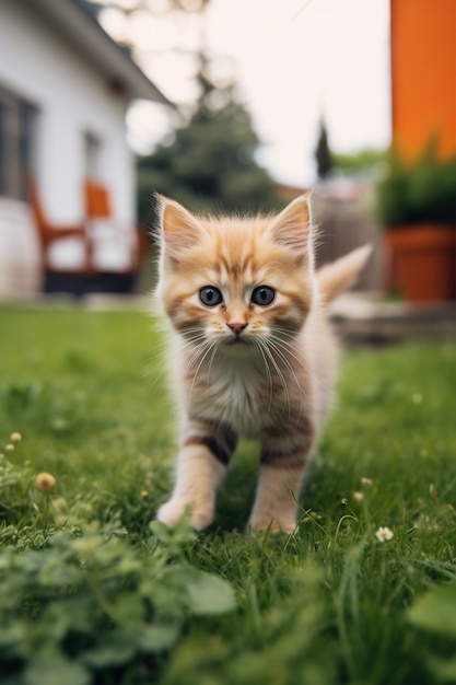 Foto grátis gato bonito relaxante ao ar livre