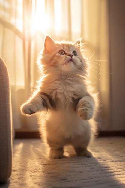 Foto grátis gato bonito relaxante dentro de casa