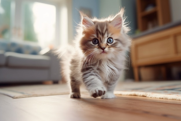 Foto grátis gato bonito relaxante dentro de casa