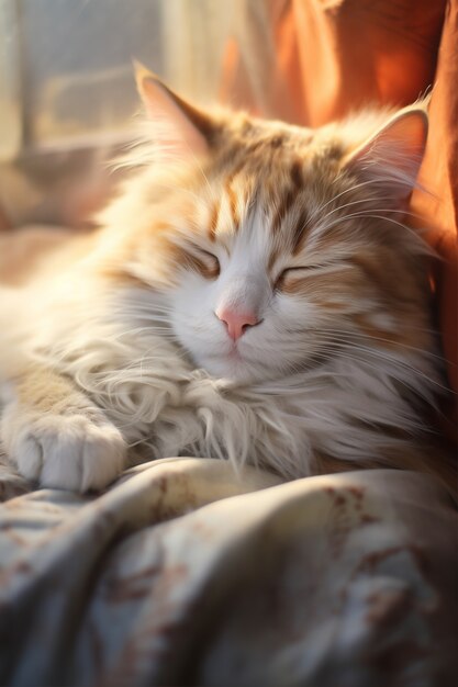 Gato bonito relaxante dentro de casa