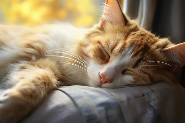 Gato bonito relaxante dentro de casa