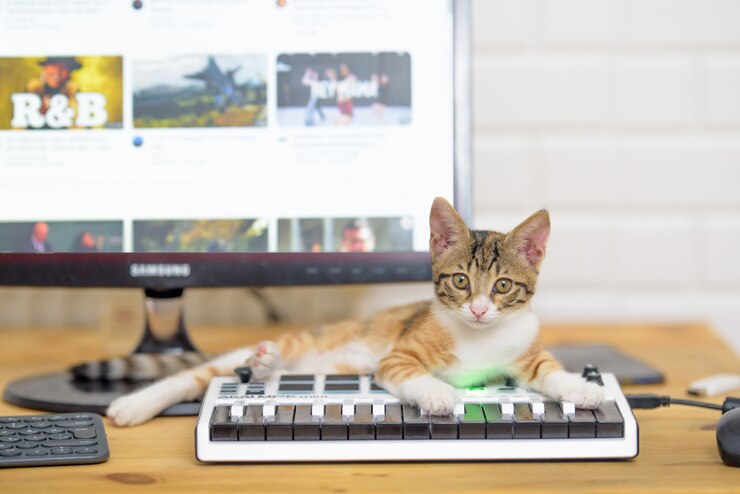 Foto grátis gato deitado no piano