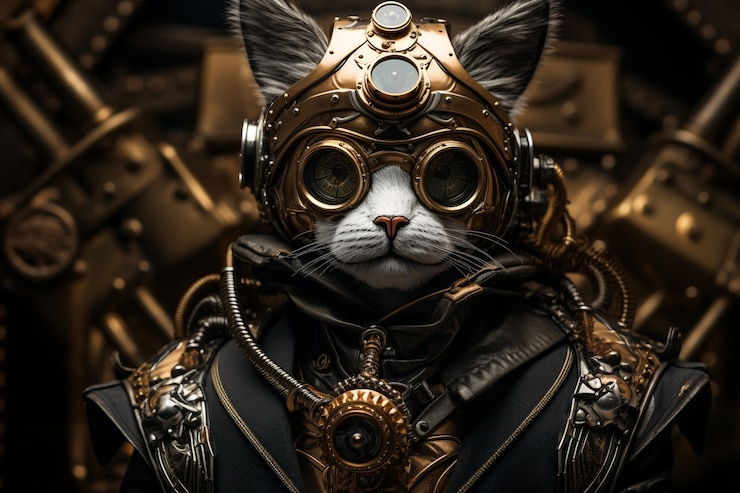 Foto grátis gato futurista com óculos de proteção