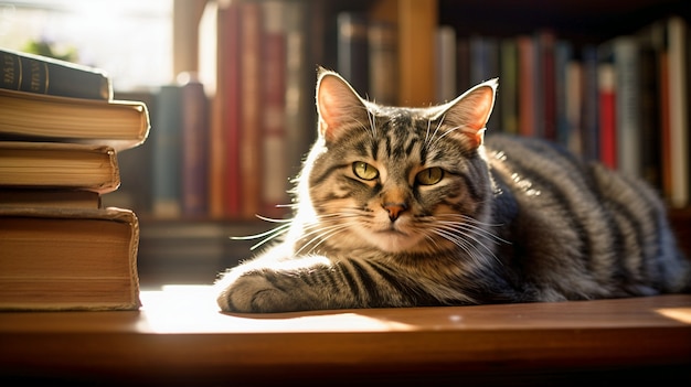 Gato peludo bonito dentro de casa