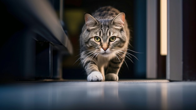 Foto grátis gato peludo bonito dentro de casa