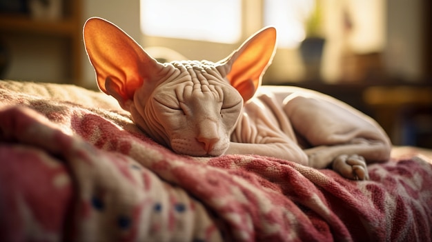 Foto grátis gato sphynx bonito dentro de casa