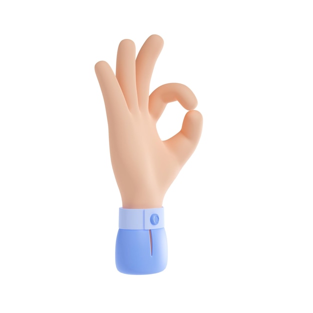 Foto grátis gesto de mão 3d do símbolo de sinal ok de bom