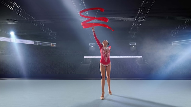 Foto grátis ginasta rítmica na arena profissional