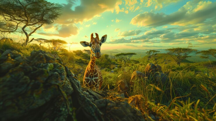 Foto grátis girafa na natureza