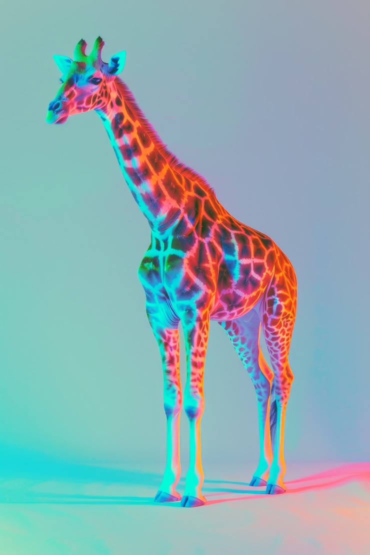 Foto grátis girafas em luzes de néon