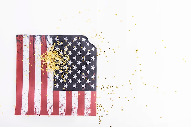 Foto grátis glitter dourado na bandeira americana