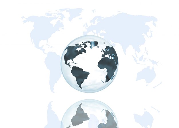 Globo abstrato no fundo do mapa mundial