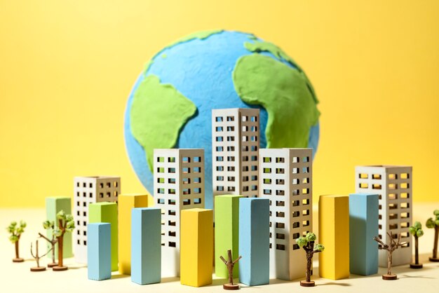 Globo de papel com edifícios