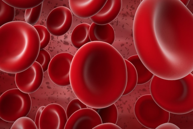 Glóbulos vermelhos em fundo vermelho