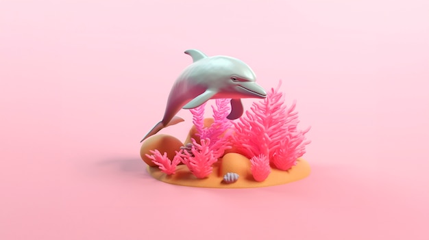 Foto grátis golfinho 3d com cores vibrantes