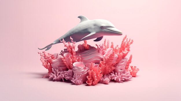 Foto grátis golfinho 3d com cores vibrantes