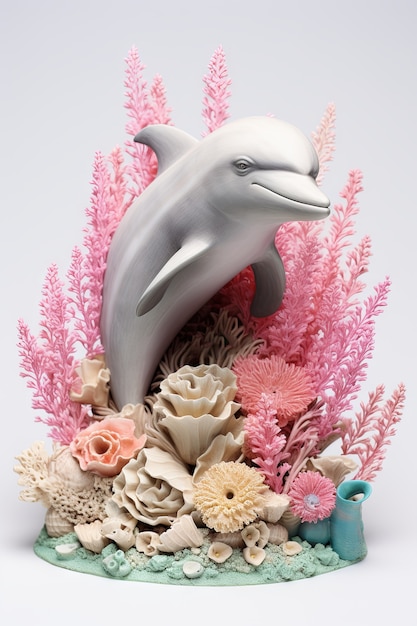 Foto grátis golfinho 3d com plantas