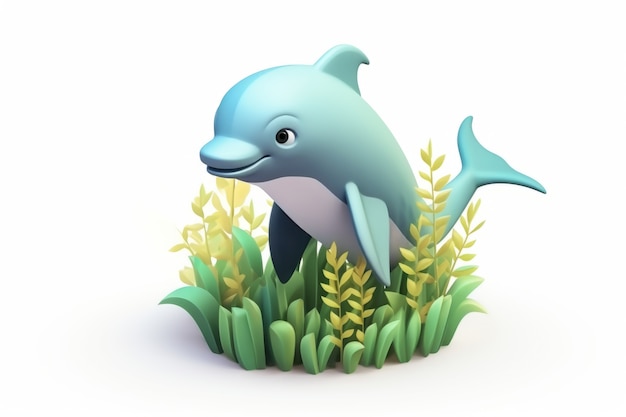 Foto grátis golfinho 3d com plantas