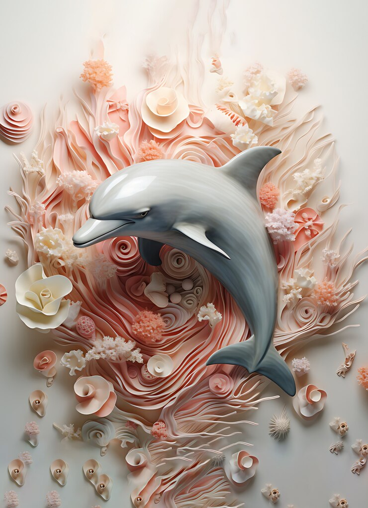Foto grátis golfinho 3d com plantas