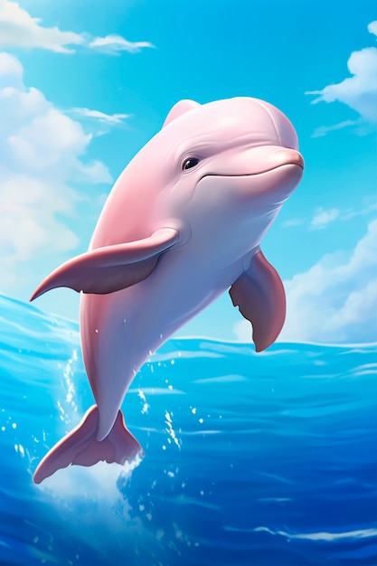 Foto grátis golfinho fofo de desenho animado sorrindo