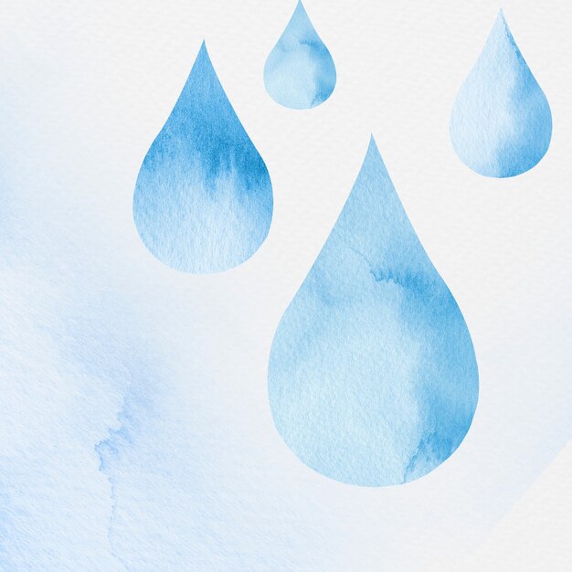 Gota d'água com ilustração em aquarela de fundo azul