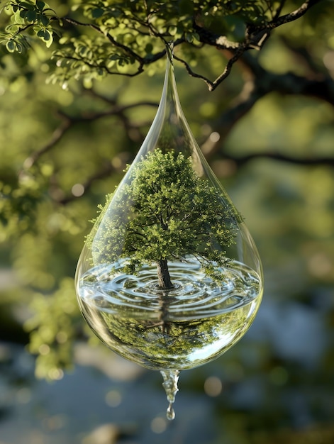 Foto grátis gota de água realista com um ecossistema