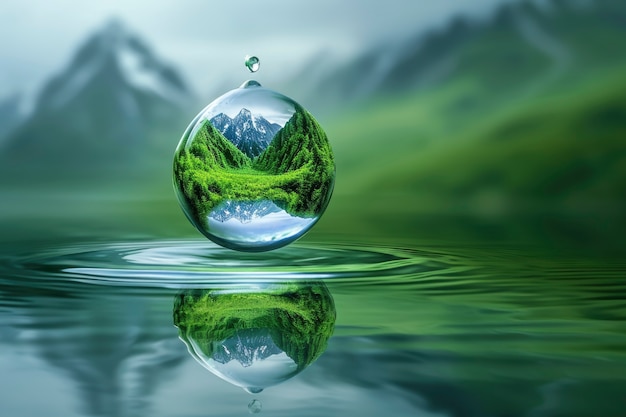 Foto grátis gota de água realista com um ecossistema